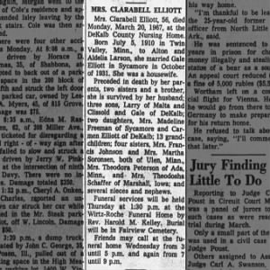 Obituary for CLARABELL ELLIOTT