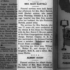 Obituary for MARY BARTELS